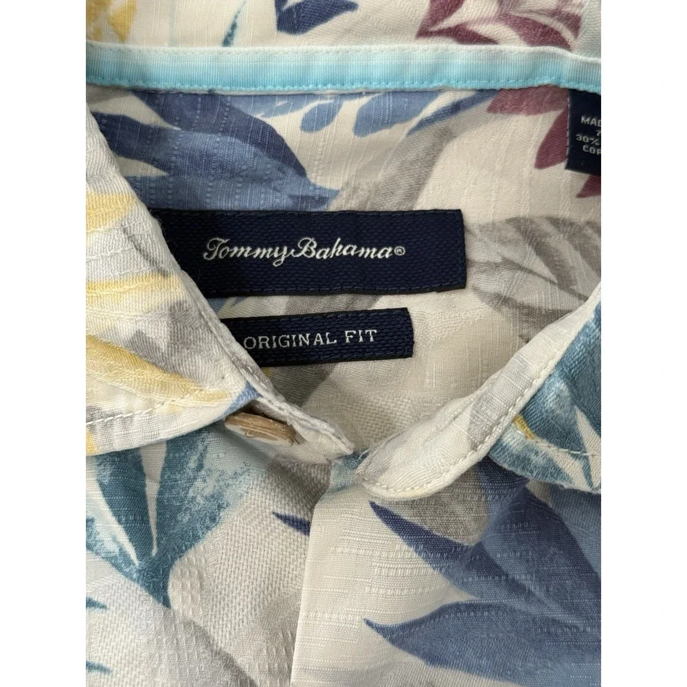 Tommy Bahama Shirt Mens Small Tropical Floral Silk Blend‎ Hawaiian